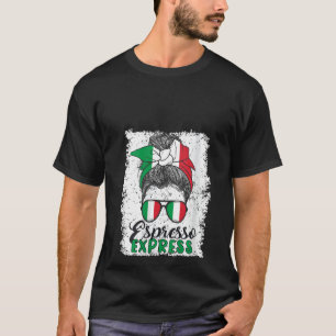 Italian Messy Bun Funny Quote Italy Flag V-Neck T-Shirt