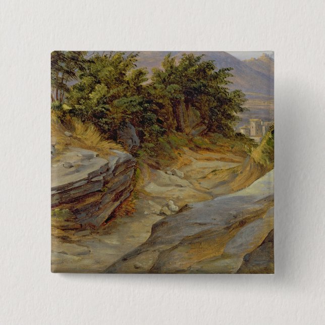 Italian Mountain Landscape, c.1824 2 Inch Square Button (Front)