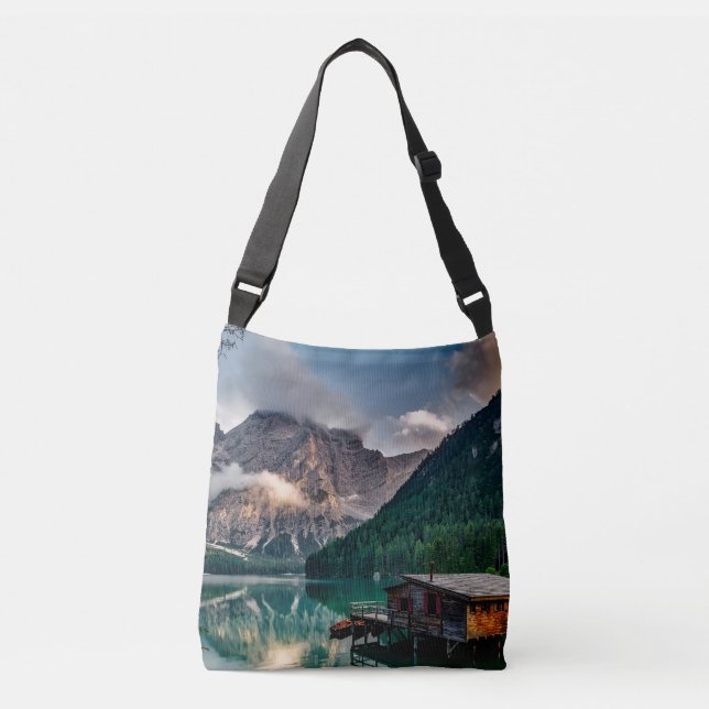 Italian Mountains Lake Landscape Photo Crossbody Bag (Front)