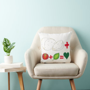 Italian Mozzarella + Tomato + Basil = Love Heart Throw Pillow