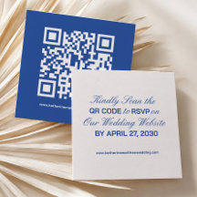 Italian Navy Blue Wedding RSVP Card Qr Code