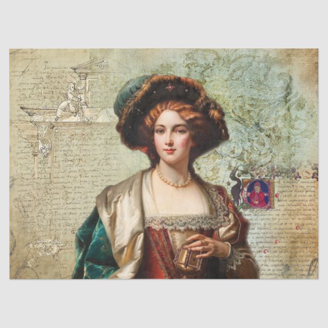 Italian Noblewoman and Letters Tissue Paper (Front)