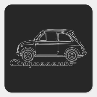 Italian Oldtimer Fiat Cinquecento 500 cc Blueprint Square Sticker