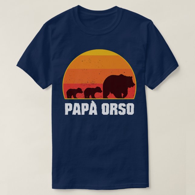 Italian Papa Bear - Dad of Twins- Papa Orso Retro  T-Shirt (Design Front)