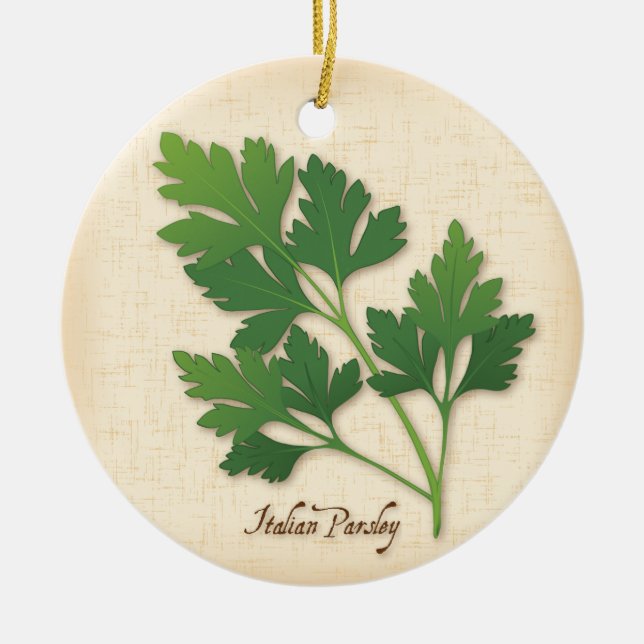 Italian Parsley Herb Ceramic Ornament (Front)