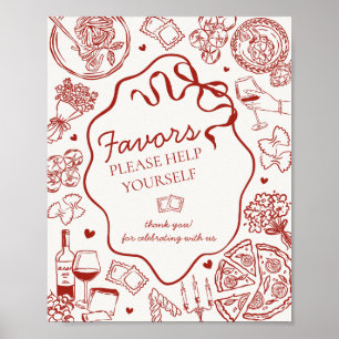 Italian Pasta Dinner Party Favors Sign