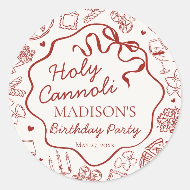 Italian Pasta Holy Cannoli Birthday Envelope Seal (Front)