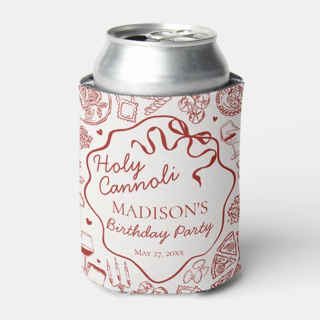 Italian Pasta Holy Cannoli Birthday Party Favor Can Cooler (Can Front)