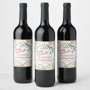 Italian Pasta Holy Cannoli Birthday Party Wine Label
