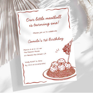 Italian Pasta “Our Little Meatball” Birthday Invitation