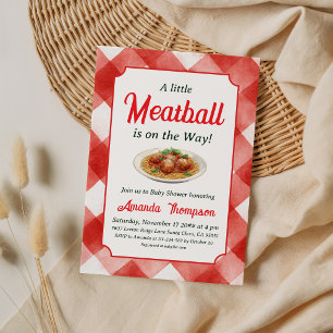 Italian Pasta Red Gingham Meatball Baby Shower Invitation