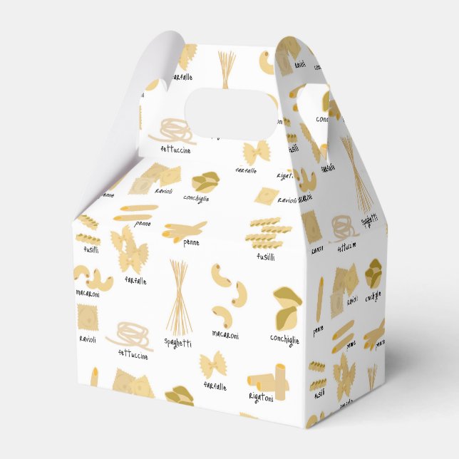 Italian Pasta Shapes & Names Pattern Favor Box (Front Side)
