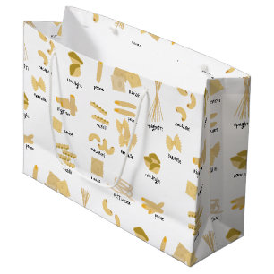 Italian Pasta Shapes & Names Pattern Large Gift Bag
