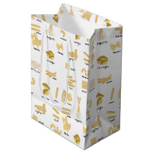 Italian Pasta Shapes & Names Pattern Medium Gift Bag