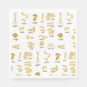 Italian Pasta Shapes & Names Pattern Napkin