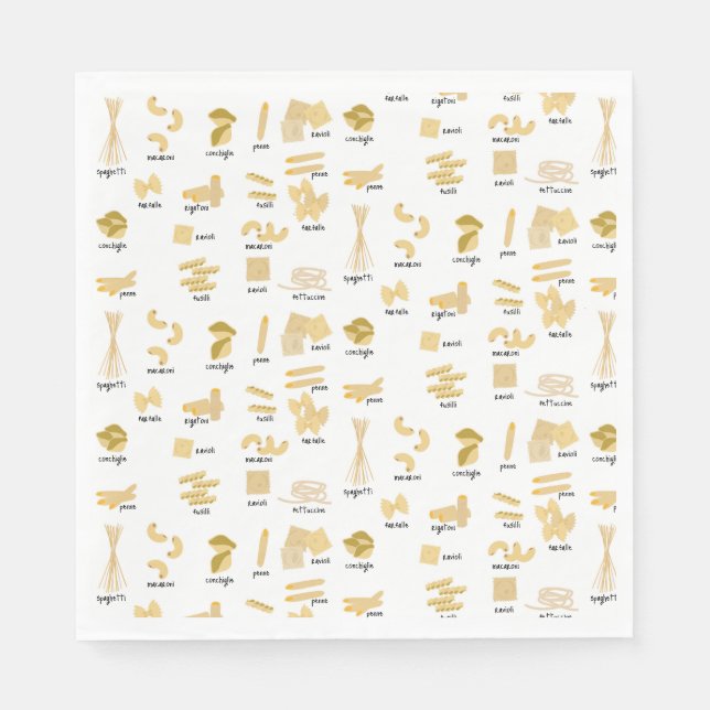 Italian Pasta Shapes & Names Pattern Napkin (Front)