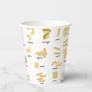 Italian Pasta Shapes & Names Pattern Paper Cups