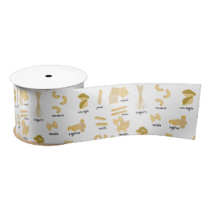 Italian Pasta Shapes & Names Pattern Satin Ribbon