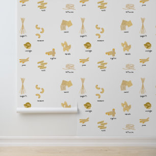 Italian Pasta Shapes & Names Pattern  Wallpaper