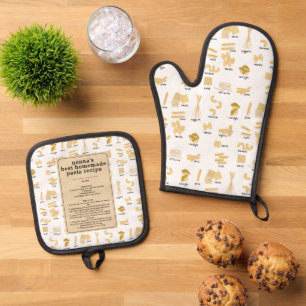 Italian Pasta Shapes & Names Recipe Nonna Keepsake Oven Mitt & Pot Holder Set
