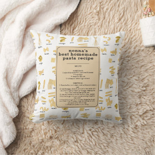 Italian Pasta Shapes & Names Recipe Nonna Keepsake Throw Pillow