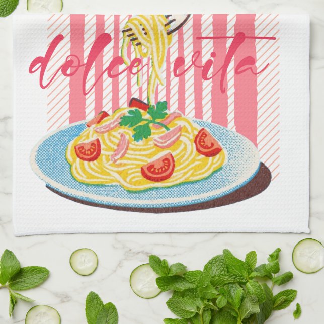 Italian Pasta Spaghettis  Kitchen Towel (Folded)