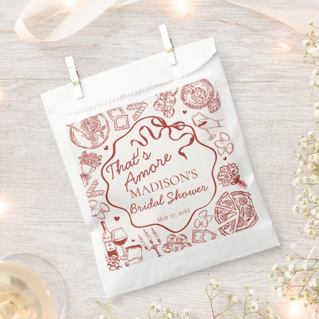 Italian Pasta Thats Amore Bridal Shower Favour Bag (Clipped)