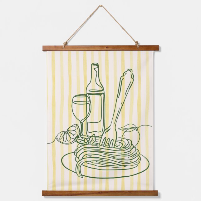 Italian Pasta & Wine Kitchen Print Hanging Tapestry (Front)
