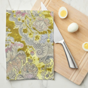 Italian Pink Paisley Flowers Kitchen Towel