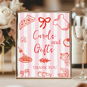 Italian Pizza Baby Shower Cards and Gifts Poster