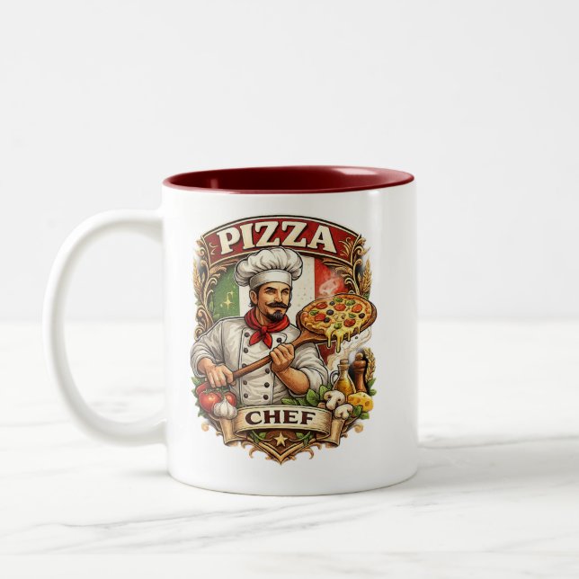 Italian Pizza Chef Mug – Funny Pizza Lover Coffee  (Left)
