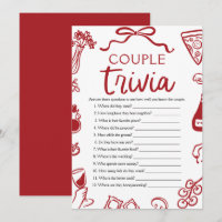 Italian Pizza Couple Trivia Bridal Shower Game