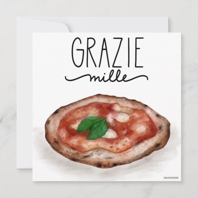 Italian Pizza Grazie Mille Thank-you Card (Front)