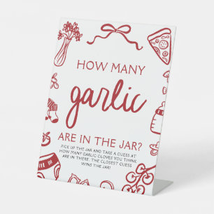 Italian Pizza Guess How Many Garlic Baby Shower  Pedestal Sign