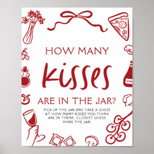 Italian Pizza Guess How Many Kisses Bridal Shower  Poster