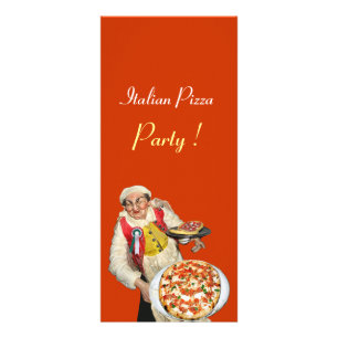 ITALIAN PIZZA PARTY ,PIZZERIA,orange,green Rack Card