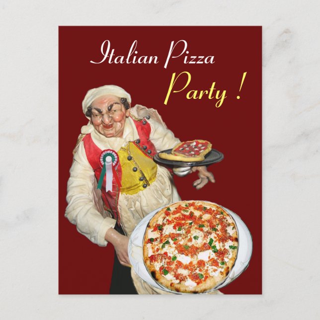 ITALIAN PIZZA PARTY Red Recipe Postcard (Front)