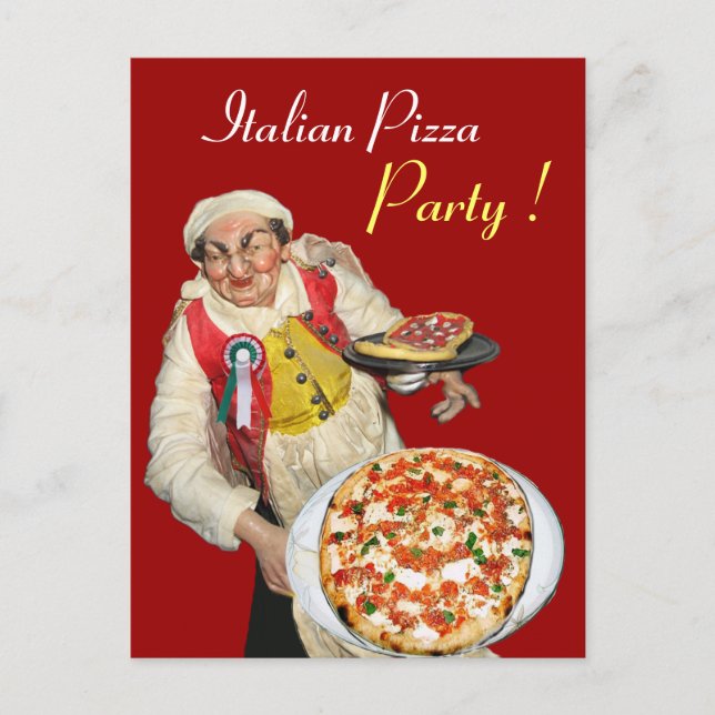 ITALIAN PIZZA PARTY Red Recipe Postcard (Front)