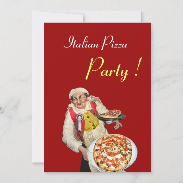 ITALIAN PIZZA PARTY , RESTAURANT red black Invitation (Front)