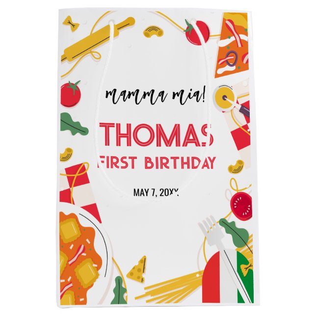 Italian Pizza Pasta Party Medium Gift Bag (Front)