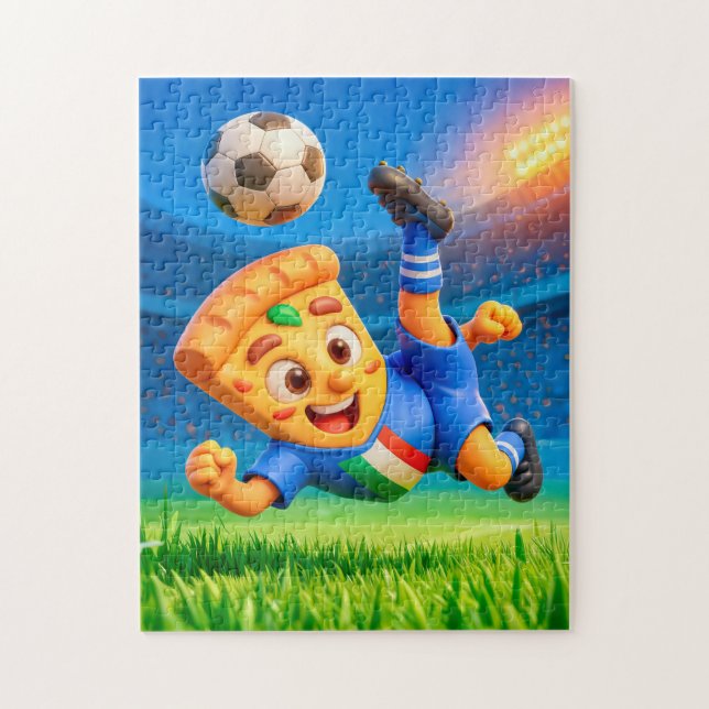 Italian pizza performing dramatic soccer bicycle k jigsaw puzzle (Vertical)