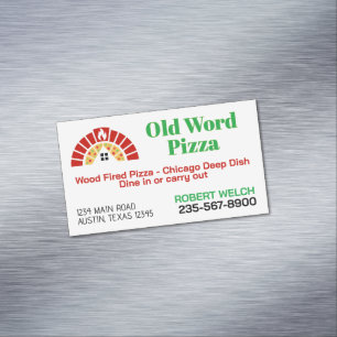 Italian Pizza Restaurant Magnetic Business Card