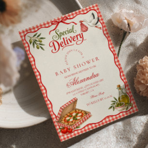 Italian Pizza Special Delivery Baby Shower Invitation