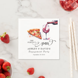 Italian Pizza   Wine Wedding Party Napkin