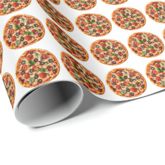 Italian pizza with tomatoes, olives, and basil wrapping paper