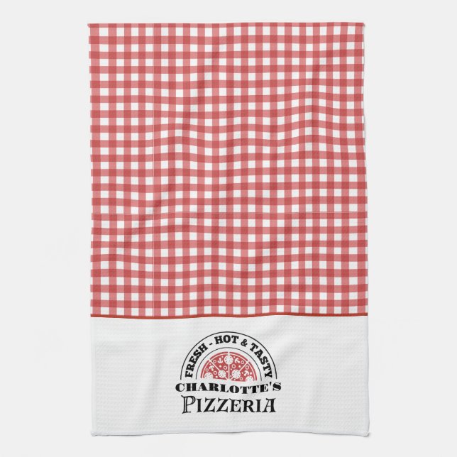 Italian Pizzeria Checkered Plaid  Kitchen Towel (Vertical)