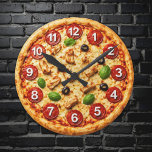 Italian Pizzeria Pizza Kitchen or Restaurant Round Clock<br><div class="desc">Bring the warm,  inviting atmosphere of an authentic Italian kitchen into your space with this Italian Pizzeria Pizza Kitchen or Restaurant Round Large Clock. Inspired by classic Italian pizzerias,  this stylish wall clock adds a delicious touch of culinary charm to any kitchen,  dining area,  café,  or restaurant.</div>