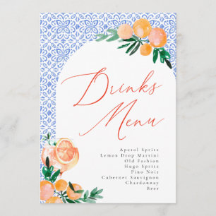Italian Positano Aperol Spritz Wedding Drinks Menu