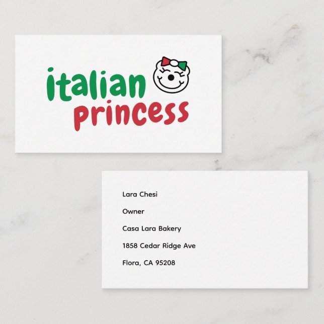 Italian Princess – Cute Hand-Drawn Bear  Business Card (Front/Back)
