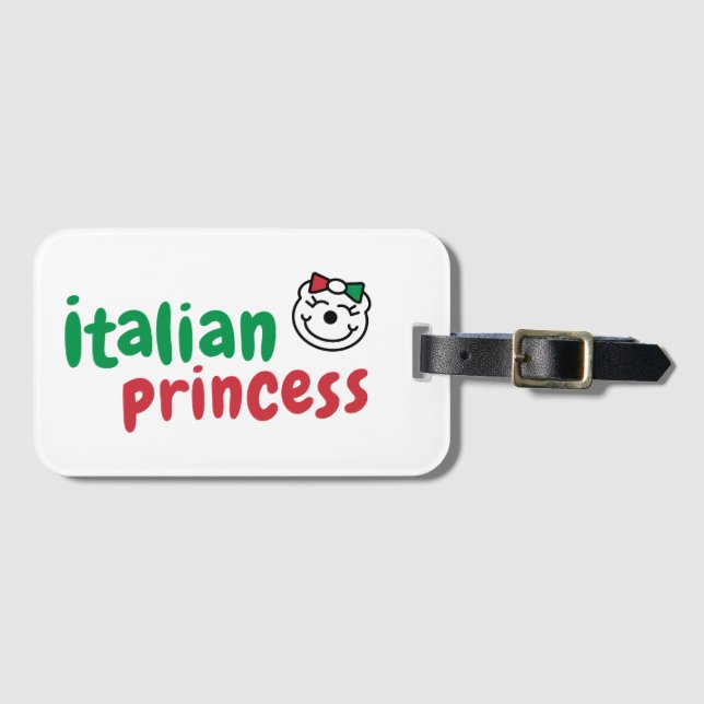 Italian Princess – Cute Hand-Drawn Bear  Luggage Tag (Front Horizontal)